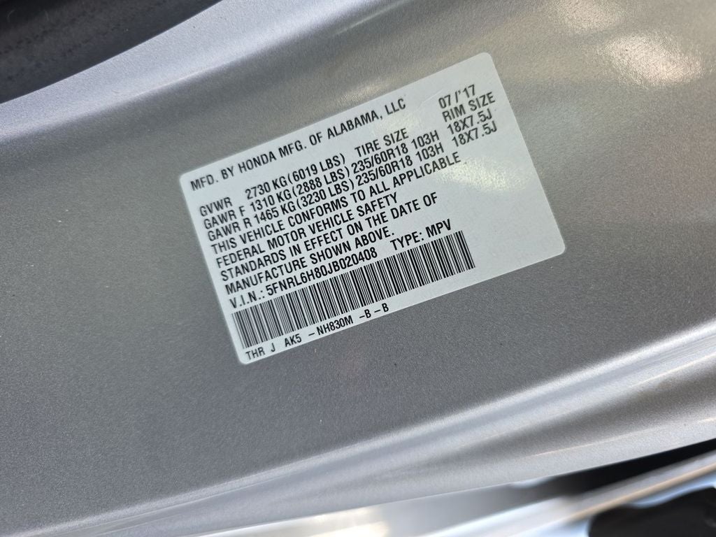 2018 Honda Odyssey Touring