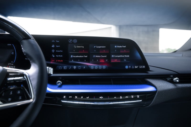 The 2026 OPTIQ-V Display Screen Displaying the V-Mode Settings | Jessup Cadillac in CATHEDRAL CITY CA