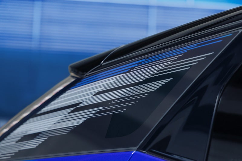Close-up of the Modern Pattern on the 2026 OPTIQ-V Rear Quarter Glass | Jessup Cadillac in CATHEDRAL CITY CA