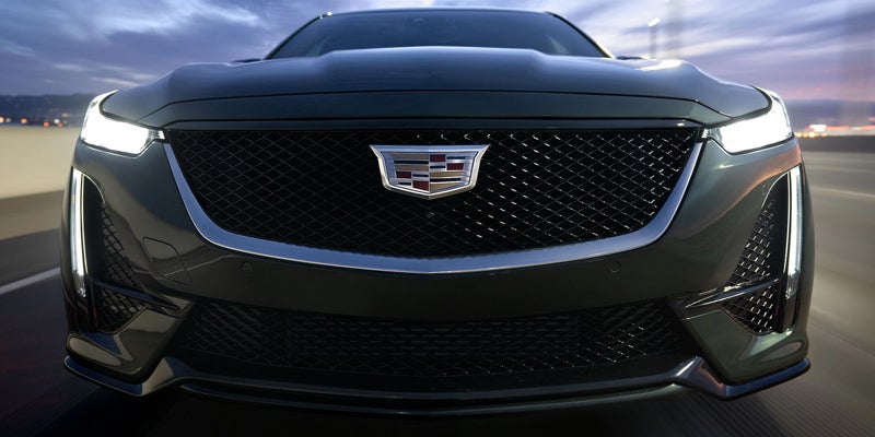 Close up view of the front part of a Cadillac CT5
