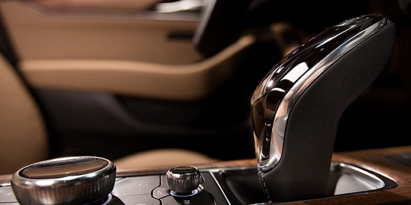 Cadillac CT5 close up view of an interior design of the automatic transmission